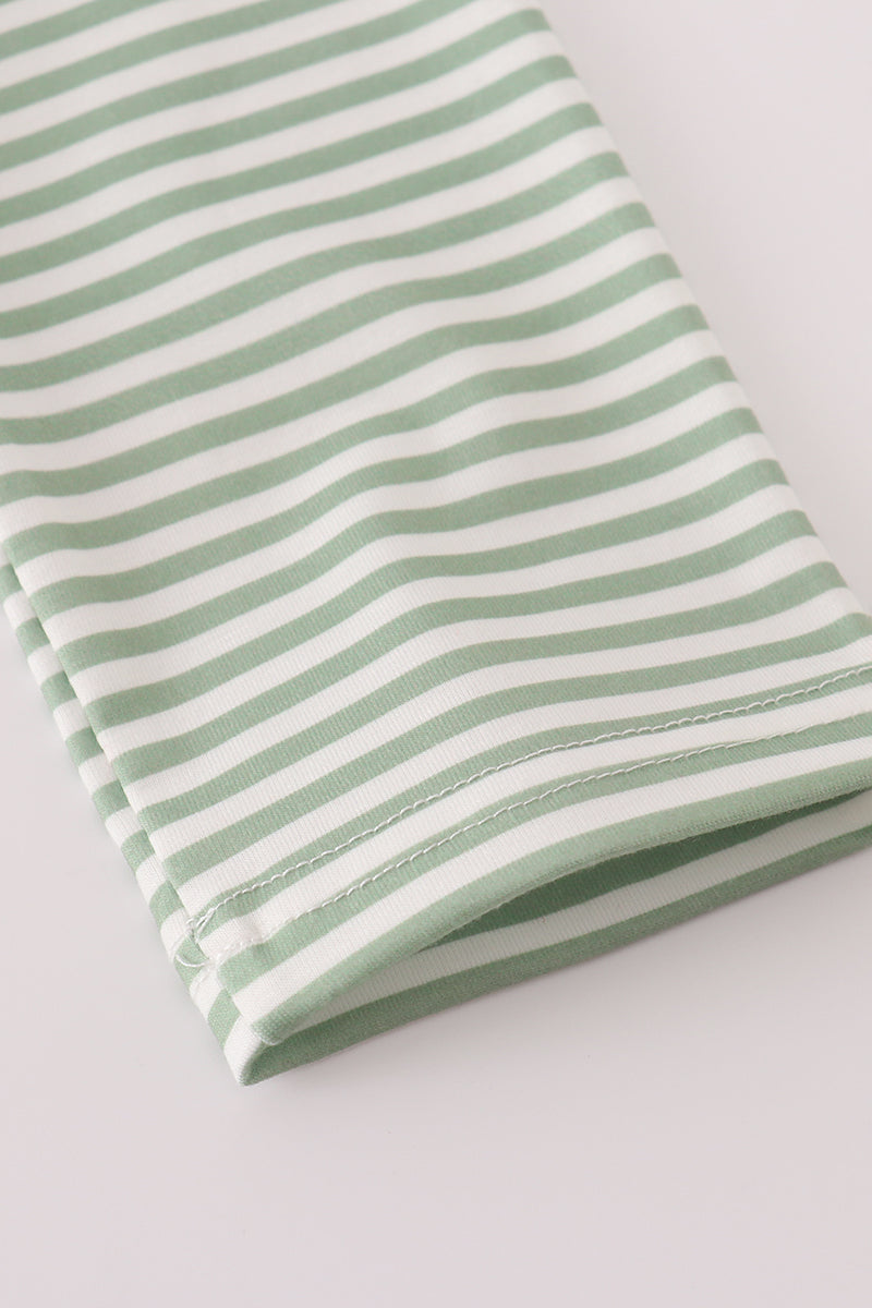 Green turkey french knot stripe top