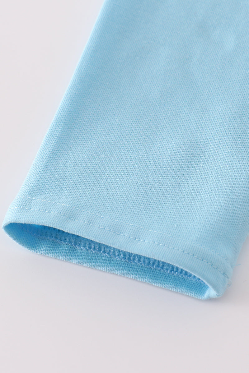 Blue character embroidery top