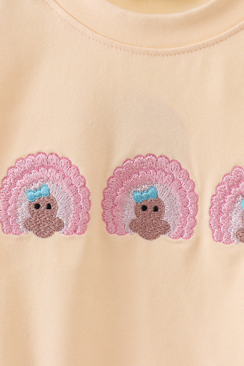 Beige turkey embroidery bubble