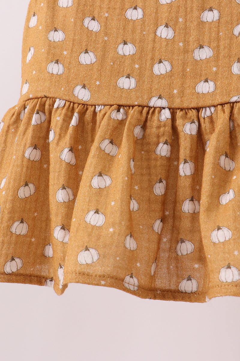 Premium pumpkin print muslin pants set