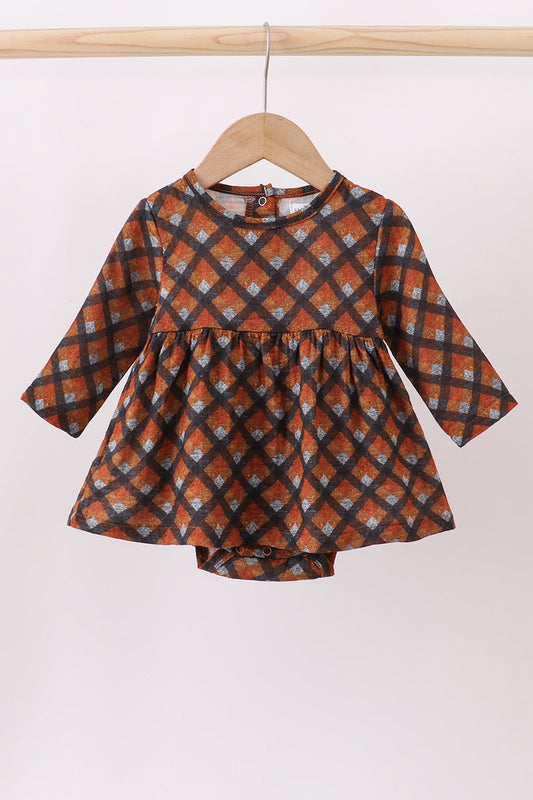 Premium brown plaid muslin bubble