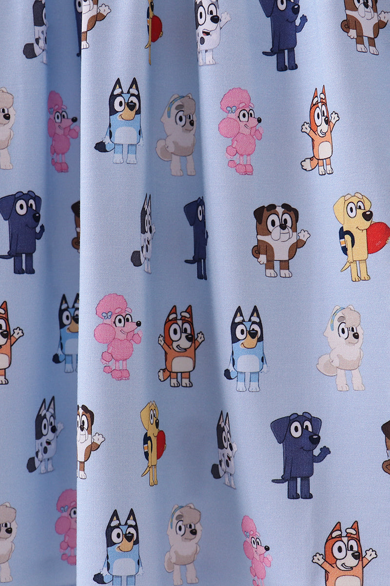 Premium blue character print bamboo dress