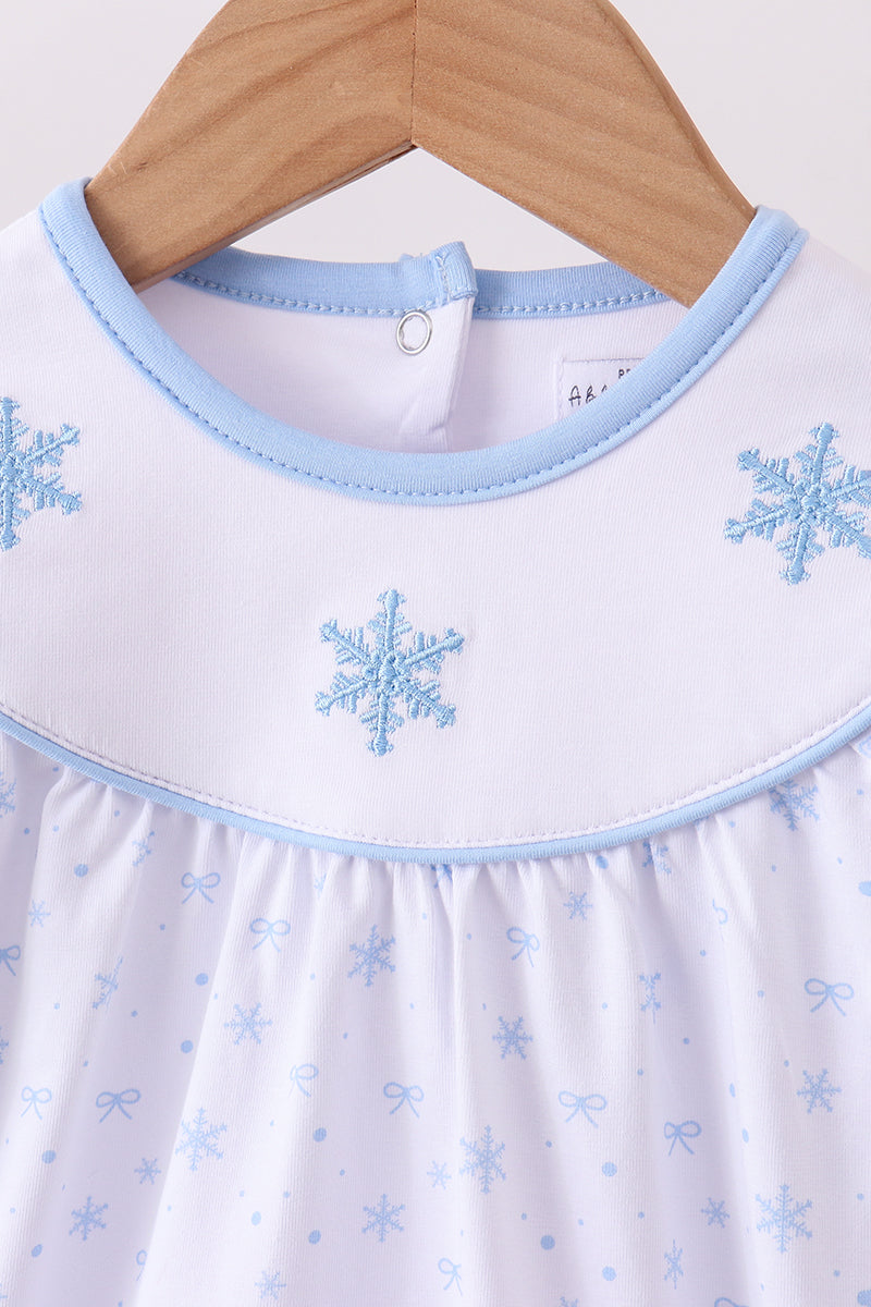 Premium blue snow bow embroidery bubble