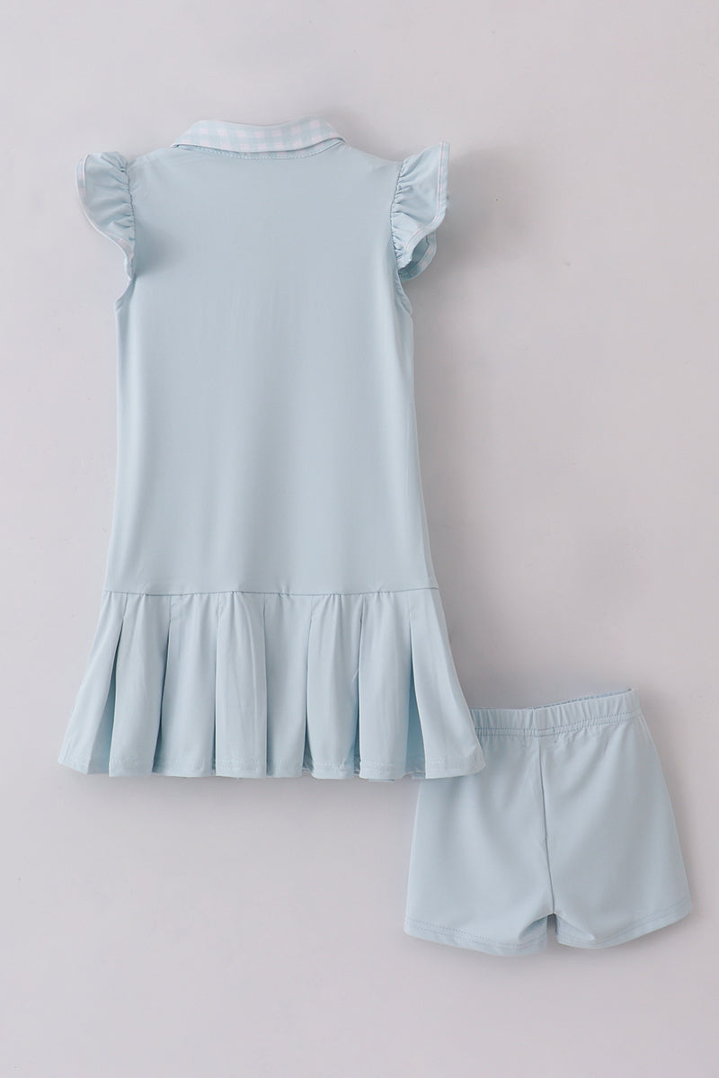 Blue active ruffle dress set