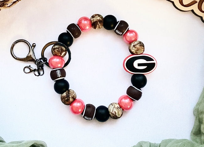 Georgia Bulldawgs and Camo Bead Wristlet