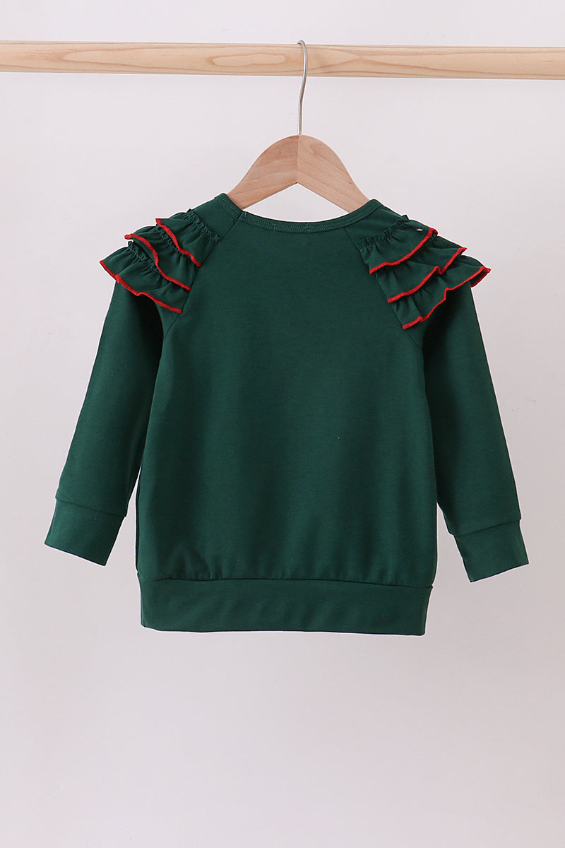 Forest santa claus applique ruffle top