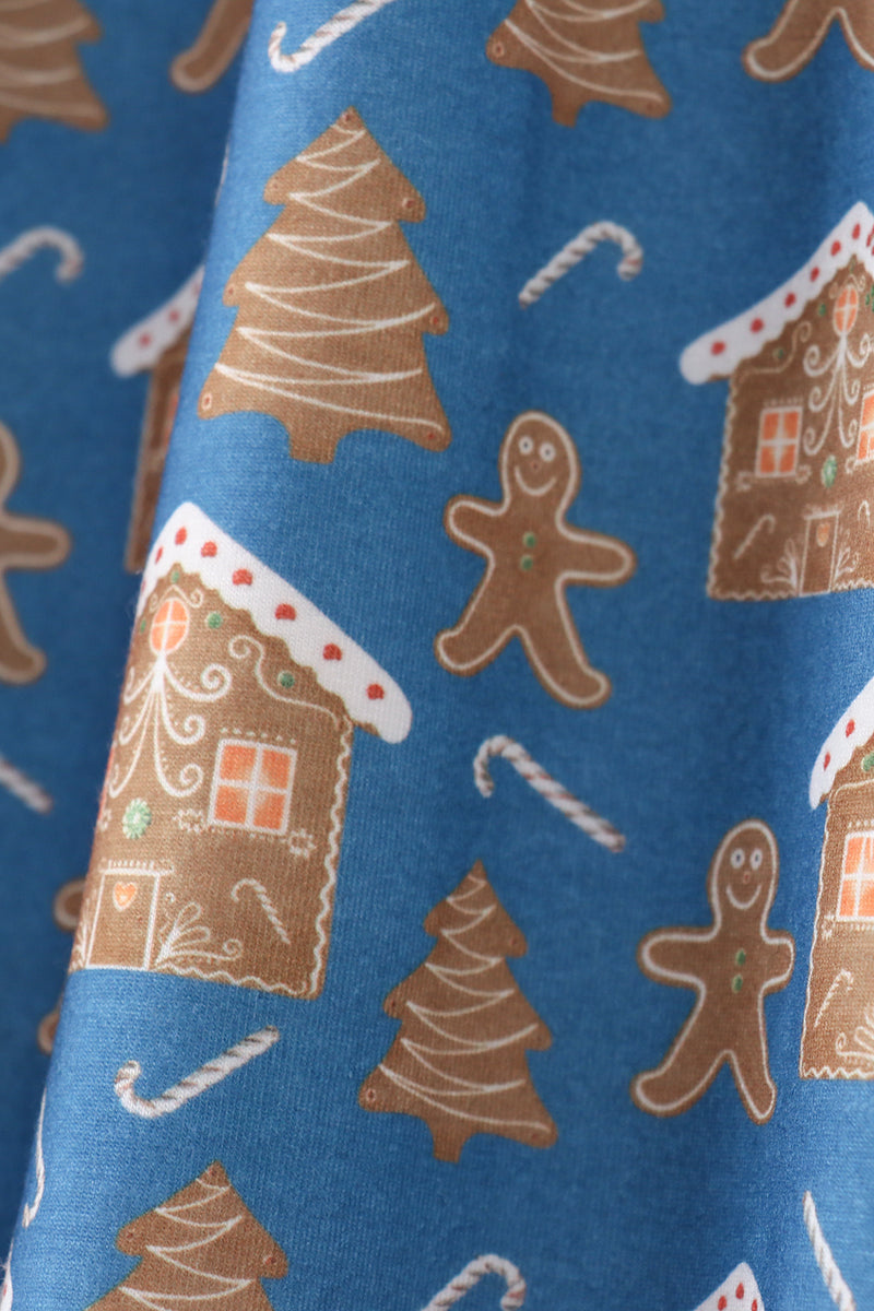 Navy gingerbread print dad pajamas pants
