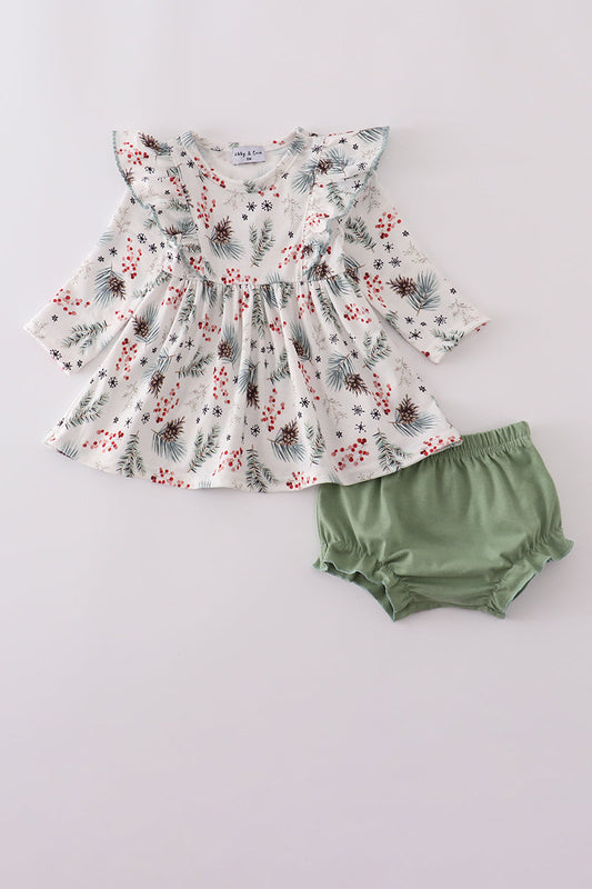Sage ruffle bloomer set