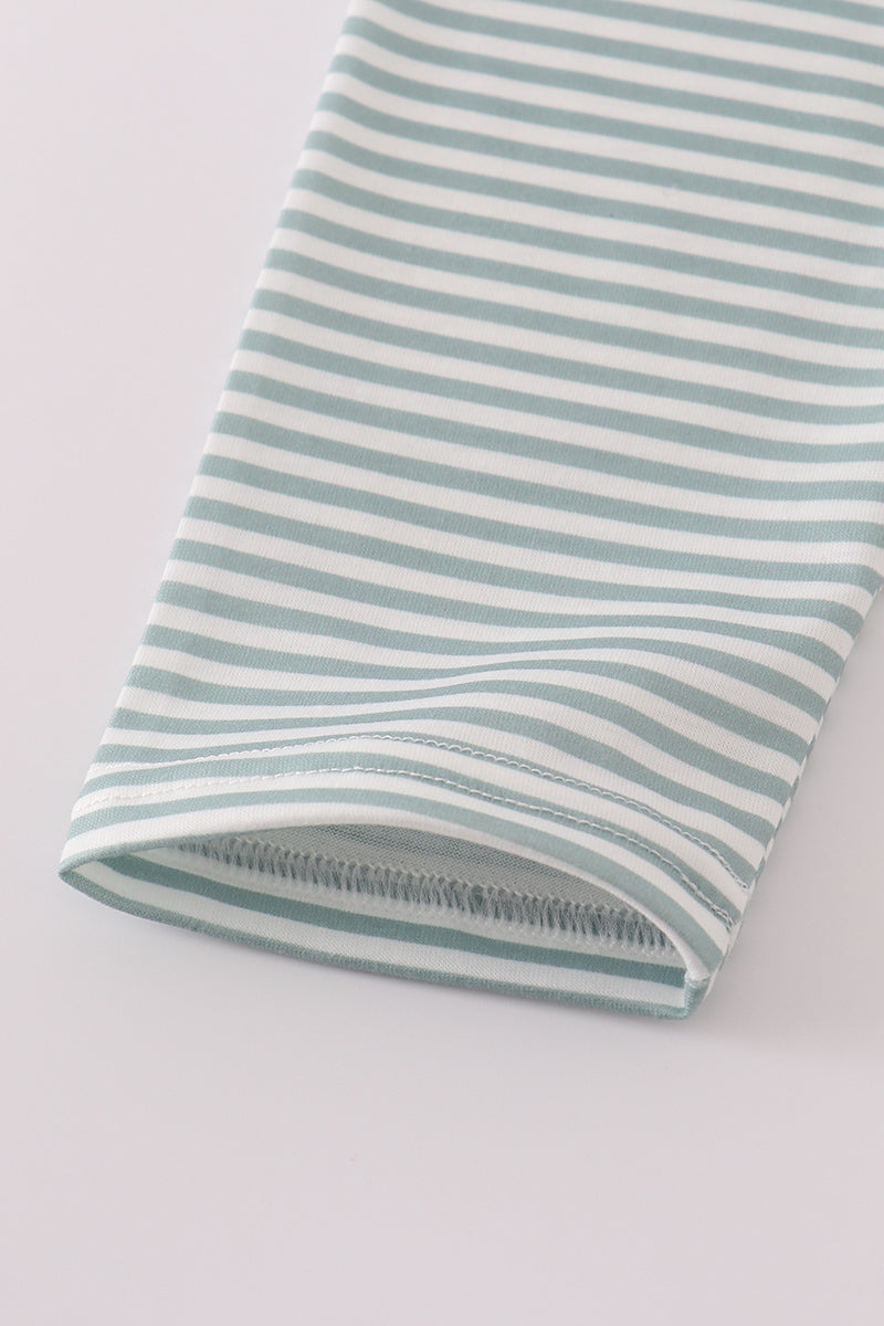 Sage stripe football french knot pants set