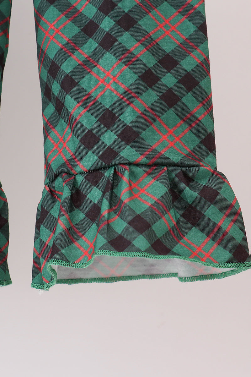 Forest velvet ruffle pants set