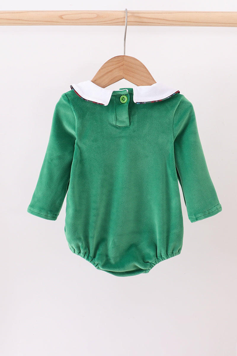 Green christmas tree applique velvet bubble