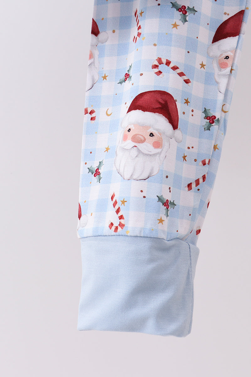 Blue santa claus bamboo pajamas set