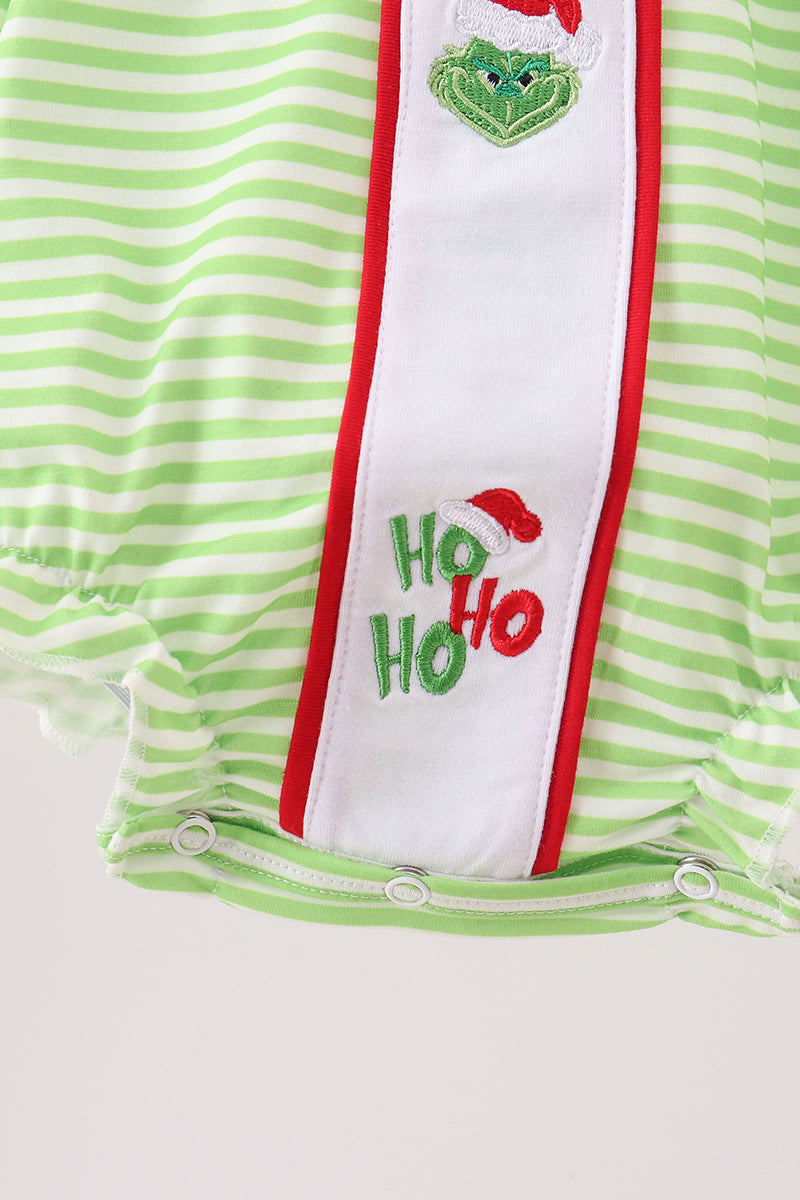 Green christmas grinch embroidery stripe bubble