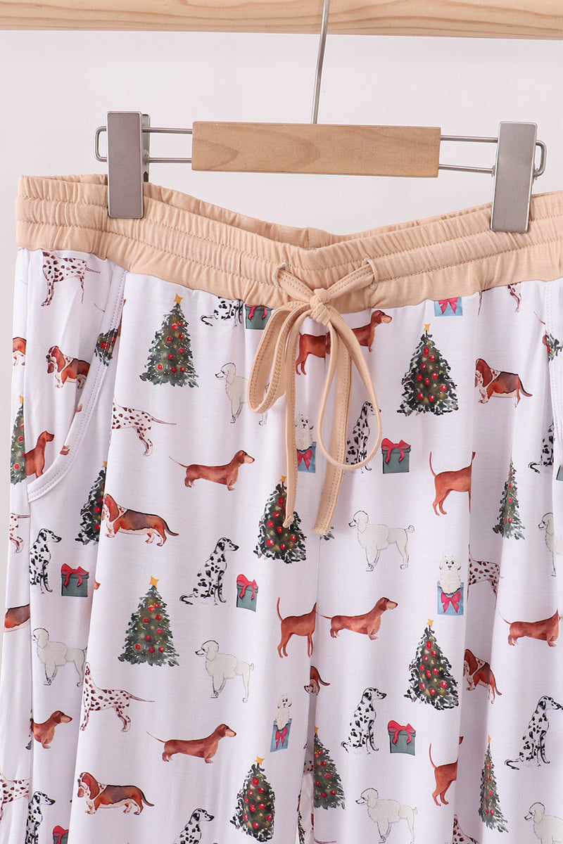 Christmas tree animal adult bamboo pajamas pants