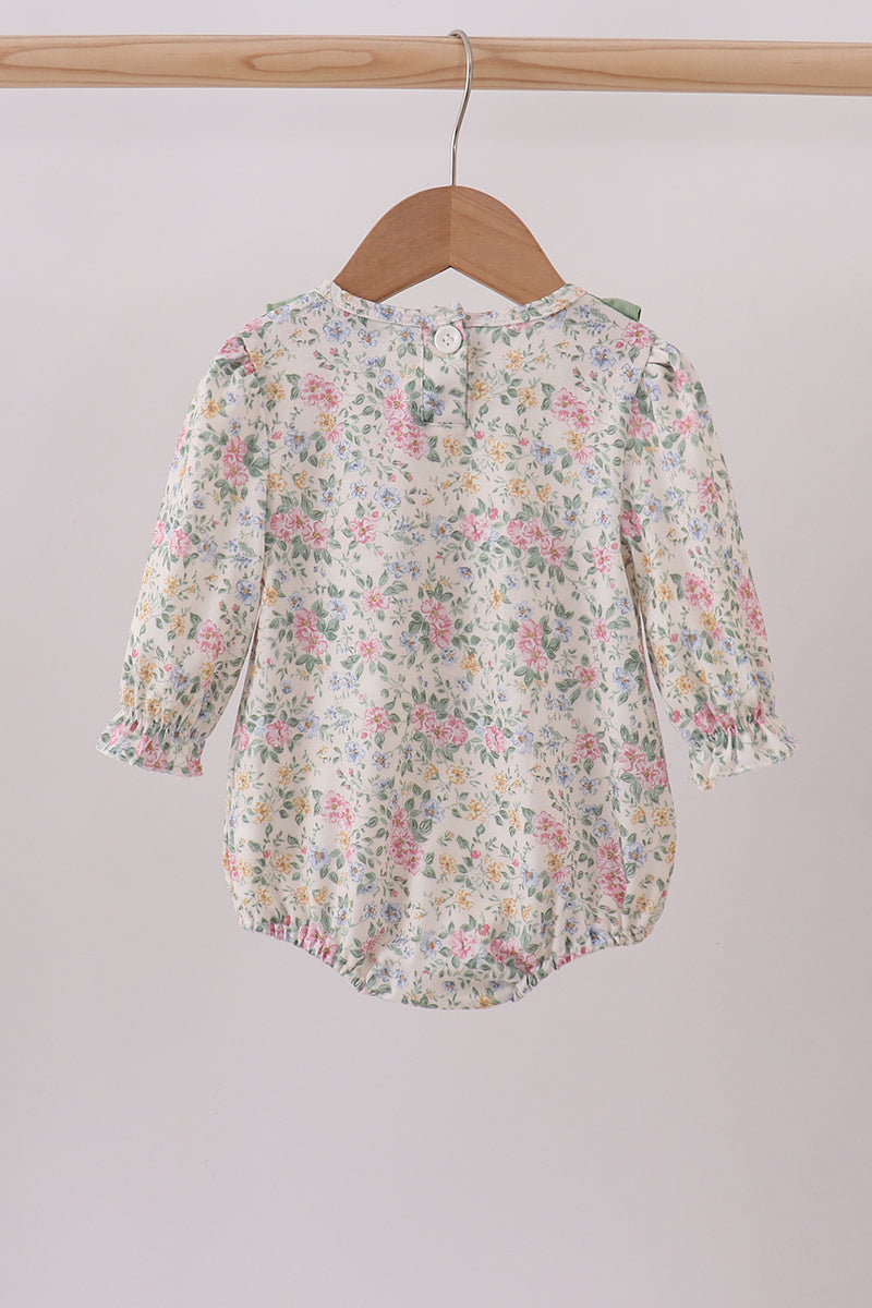 Green floral god is great embroidery ruffle bubble