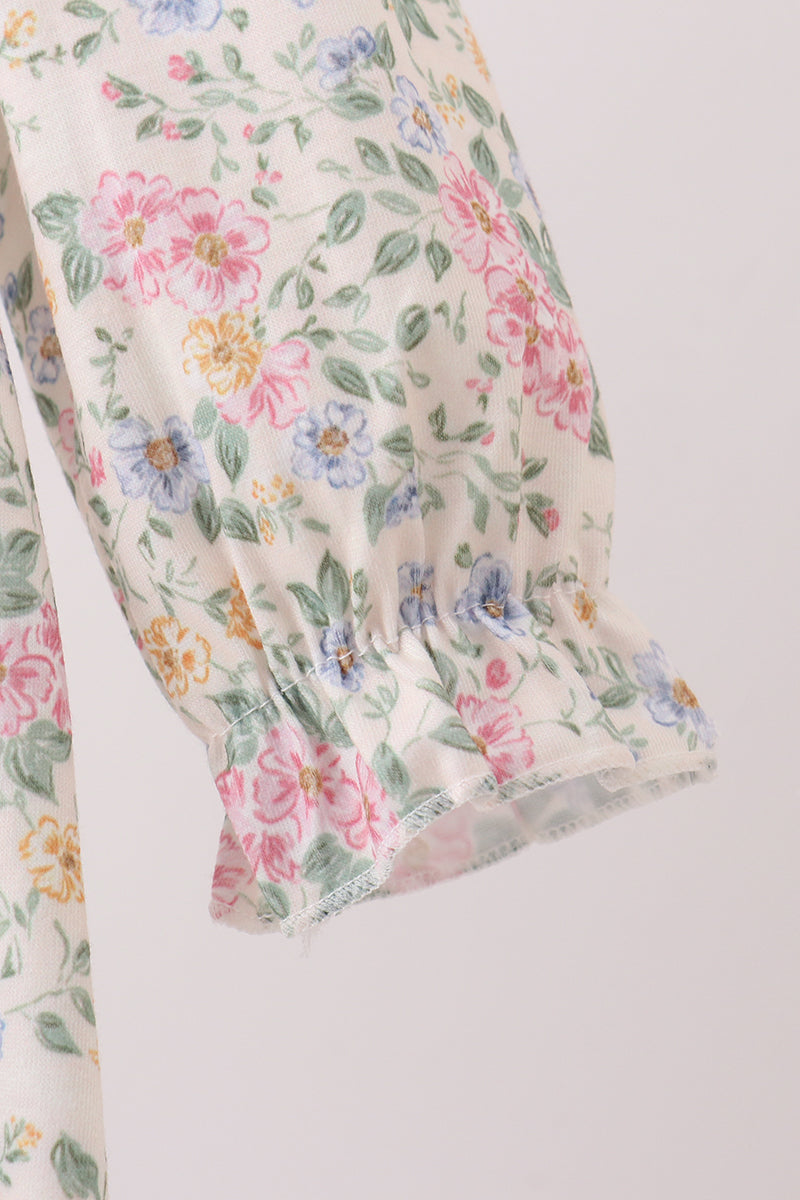 Green floral god is great embroidery ruffle bubble