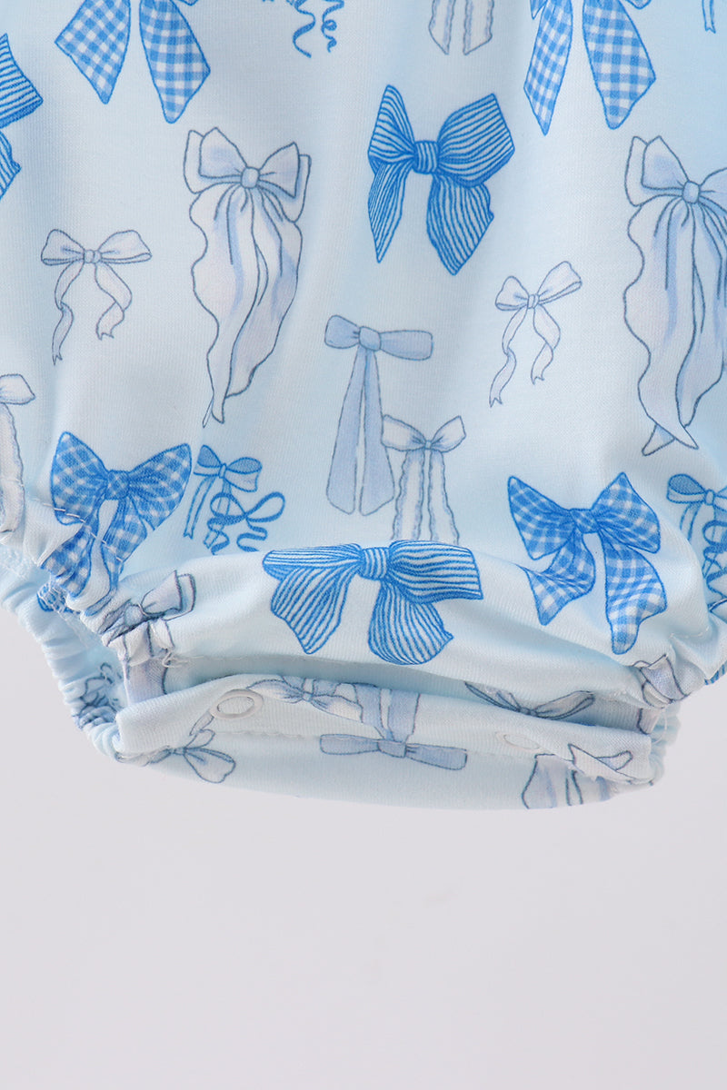 Blue bow smocked bubble