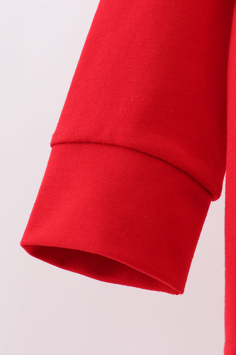 Red character embroidery top