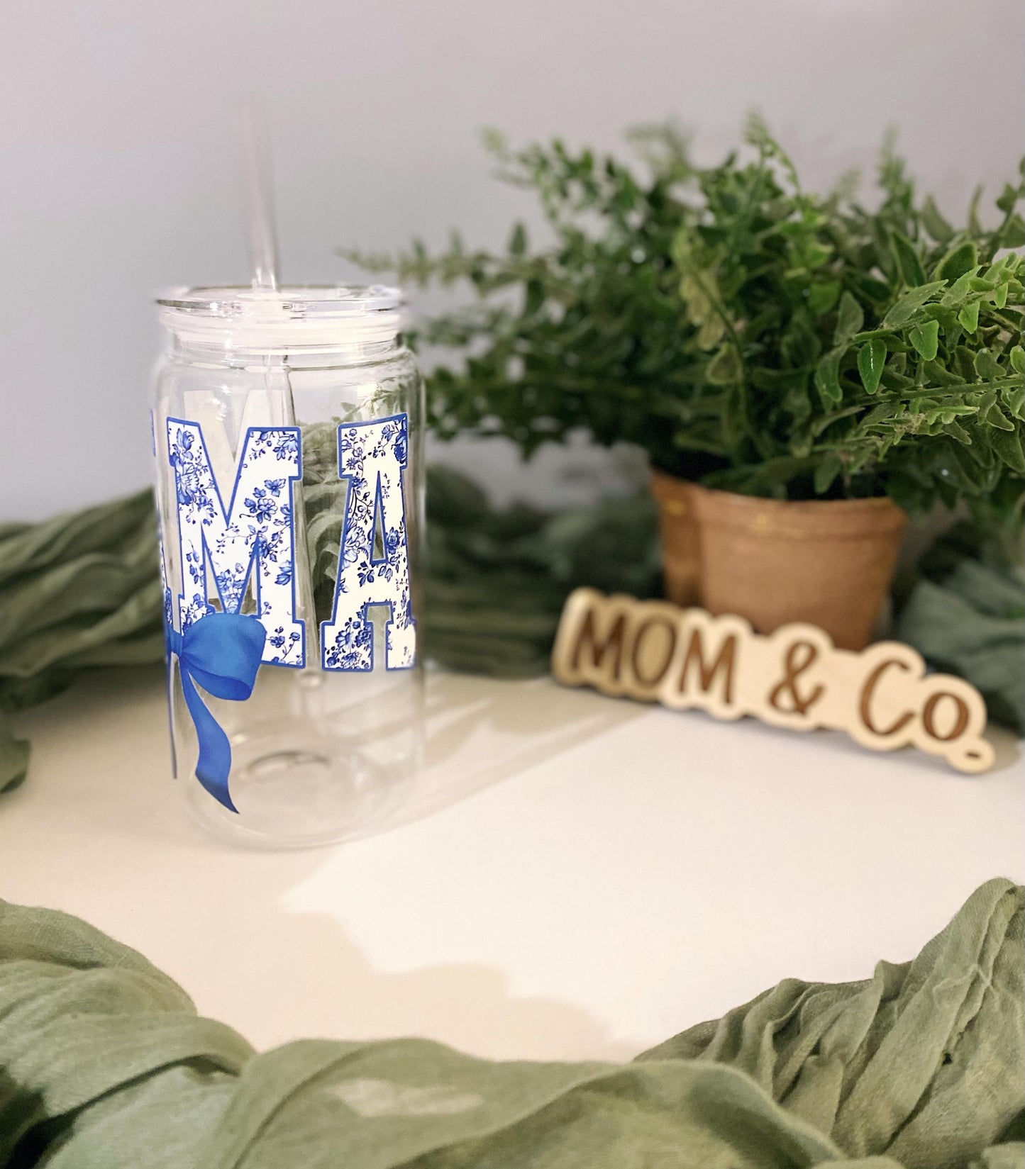 Blue Mama Print Plastic Acrylic Cup