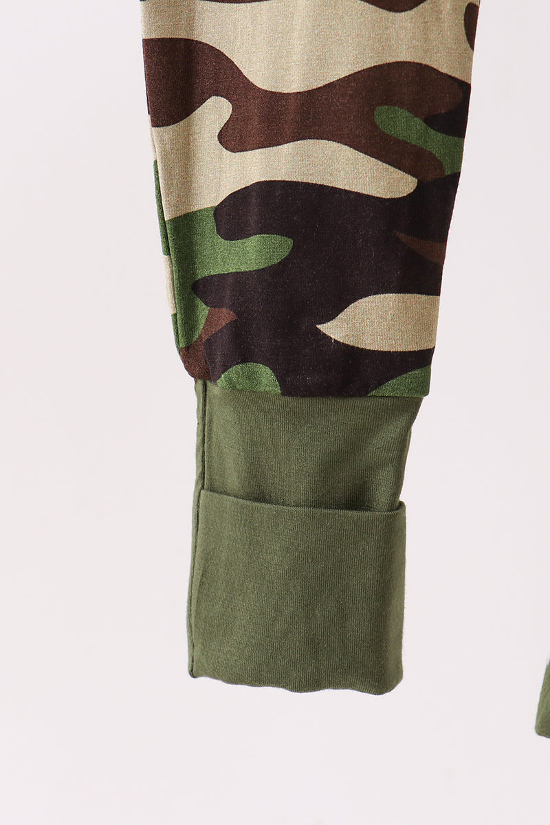 Classic Camo bamboo zipper romper