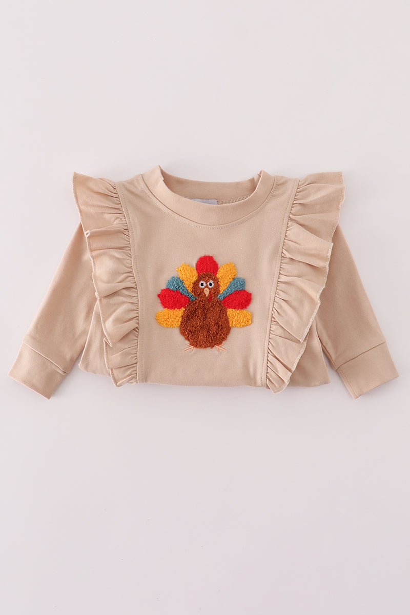 Beige turkey french knot ruffle bubble