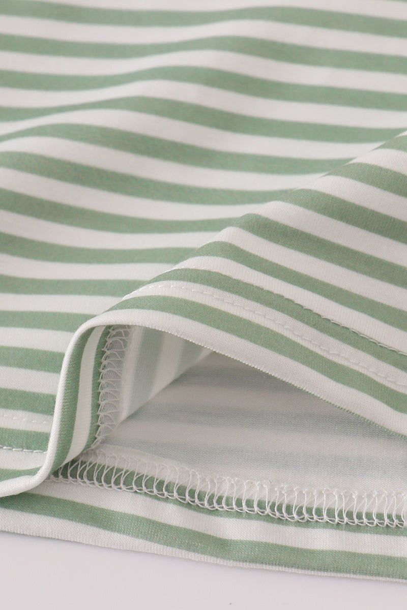 Green turkey french knot stripe top