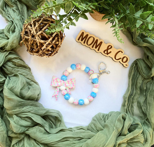 Pink Petals Bow Bead Wristlet