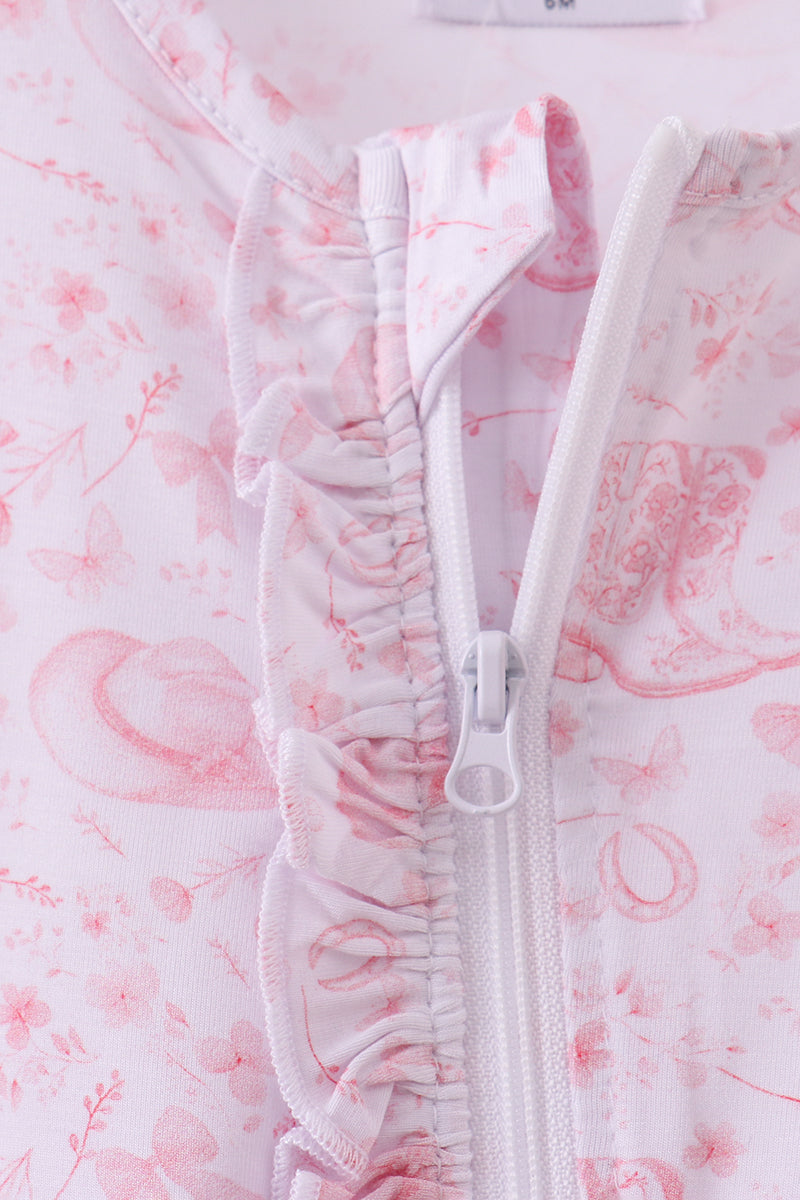 Premium pink boots bamboo romper