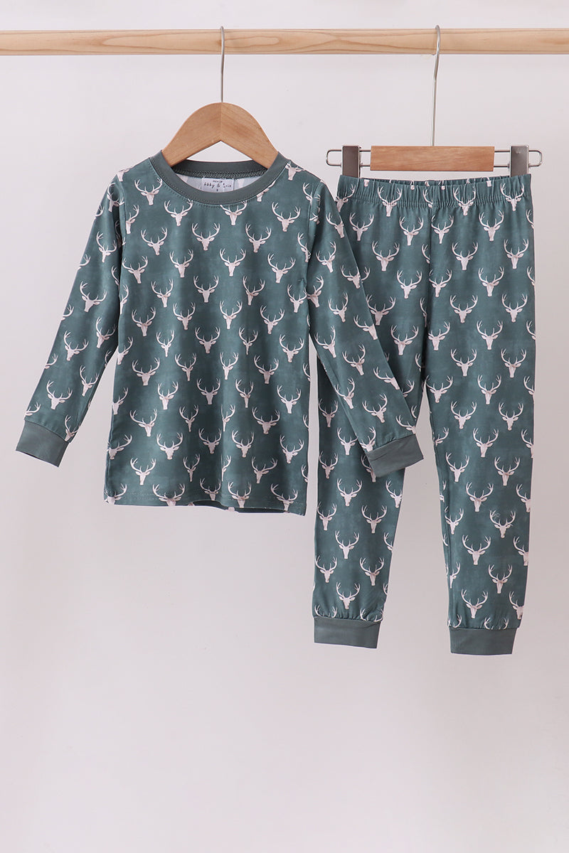 Premium forest reindeer print bamboo pants set