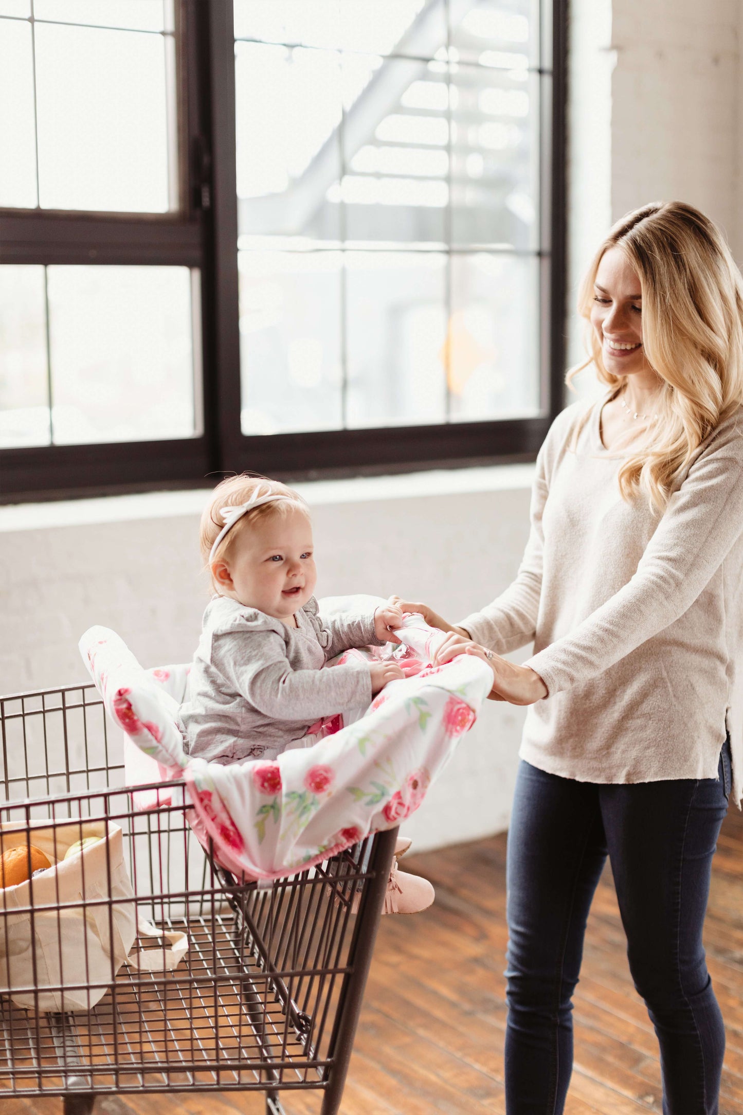 Baby Shopping Cart Cover | Full Bloom Watercolor Floral Print