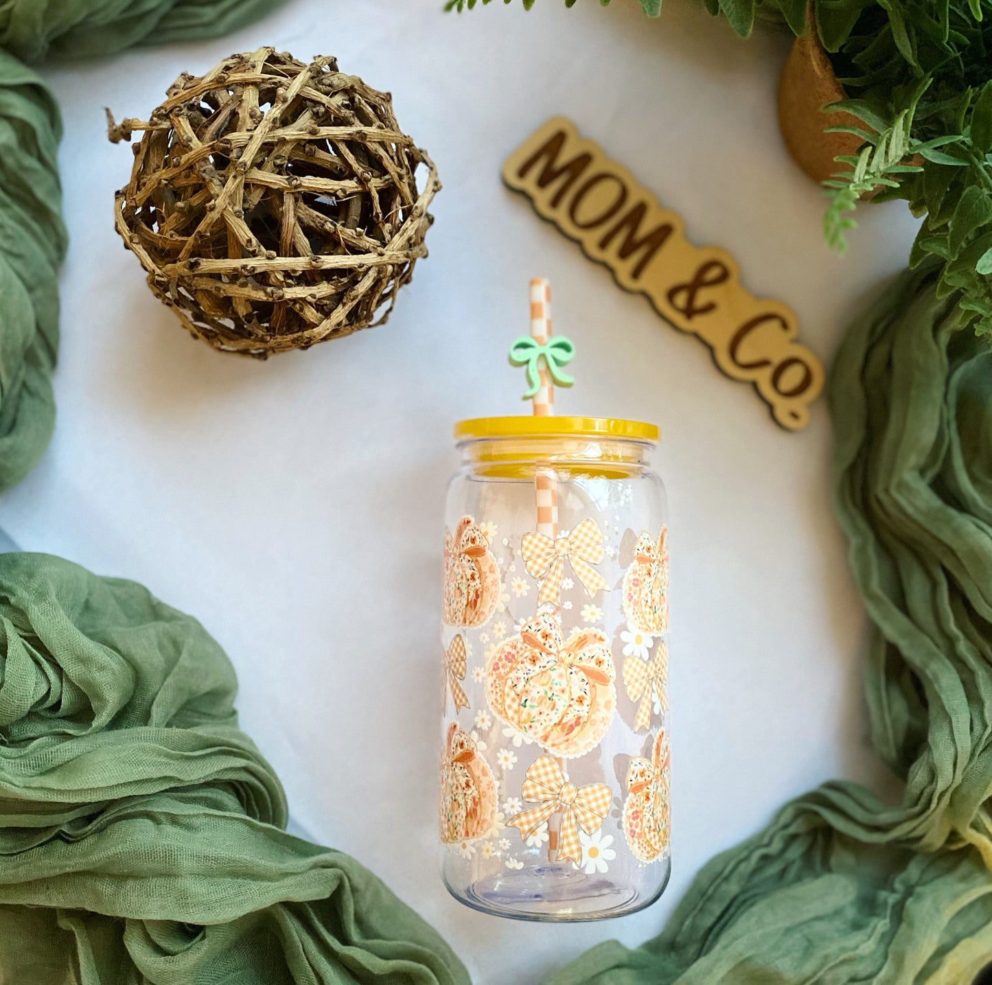 Floral Pumpkin Plastic Acrylic Cup