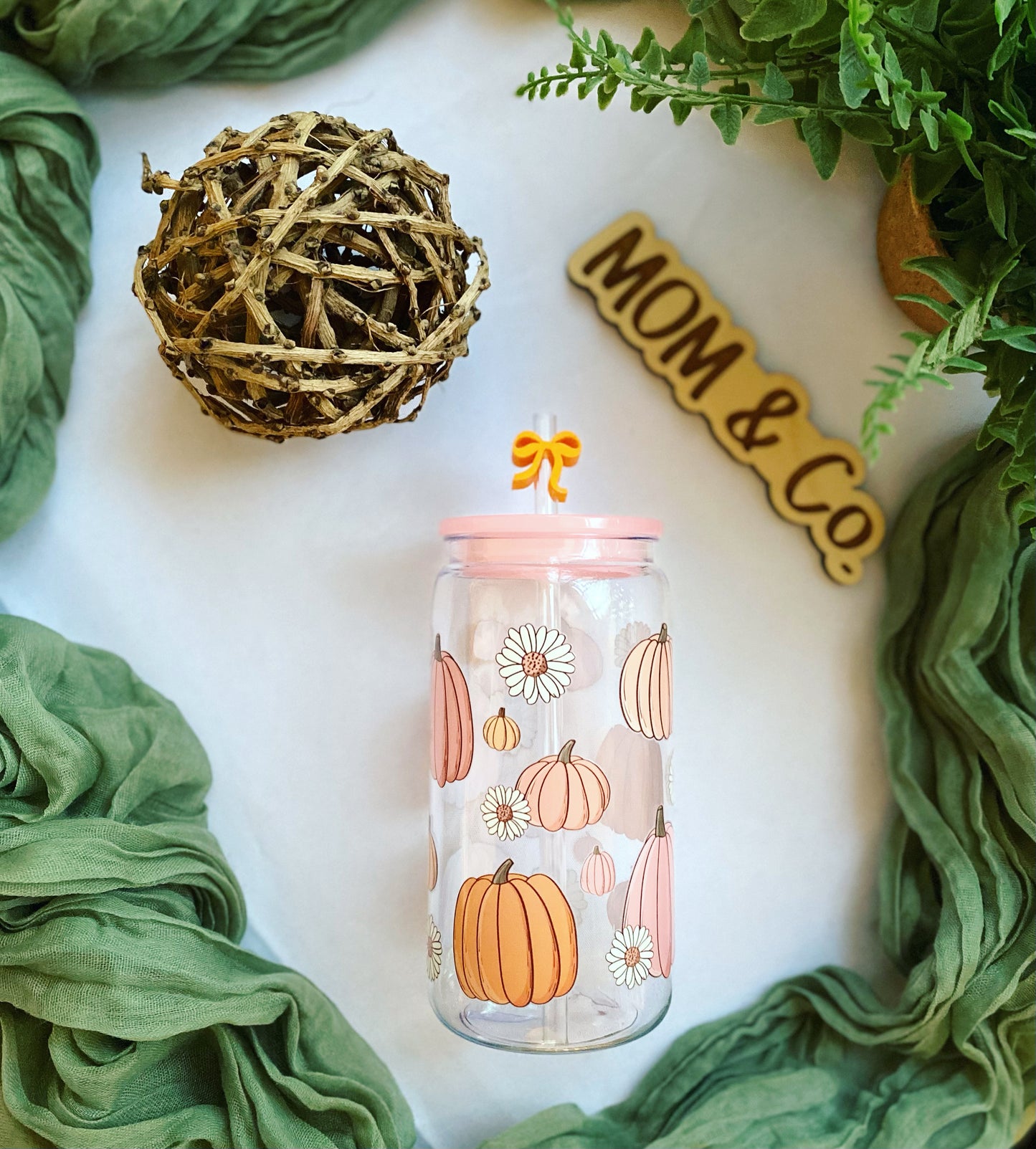 Pink and Orange Pumpkin Plastic Acrylic Cup