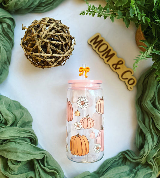 Pink and Orange Pumpkin Plastic Acrylic Cup