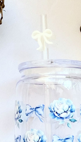 Blue Bows and Hydrangeas Plastic Acrylic Cup