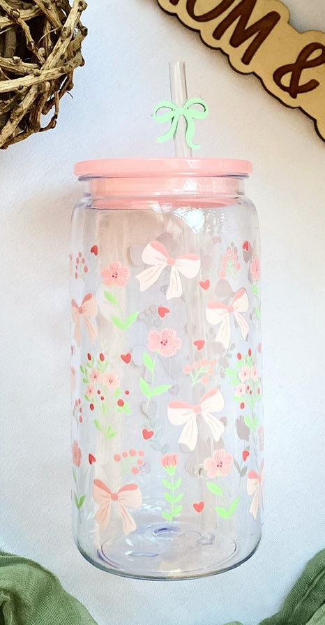 Flowers and Bows Acrylic Cup