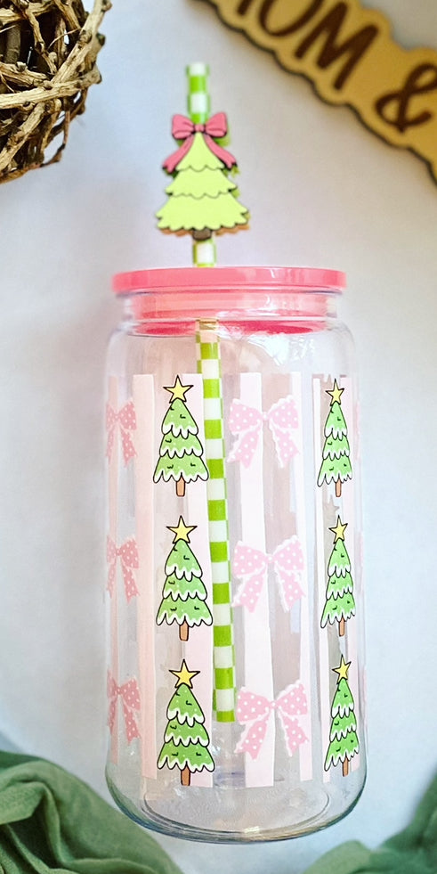 Pink Christmas with Tree Topper Plastic Acrylic Cup