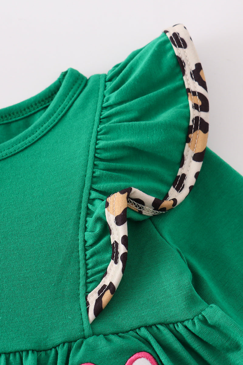 Forest tree applique leopard ruffle bloomer set