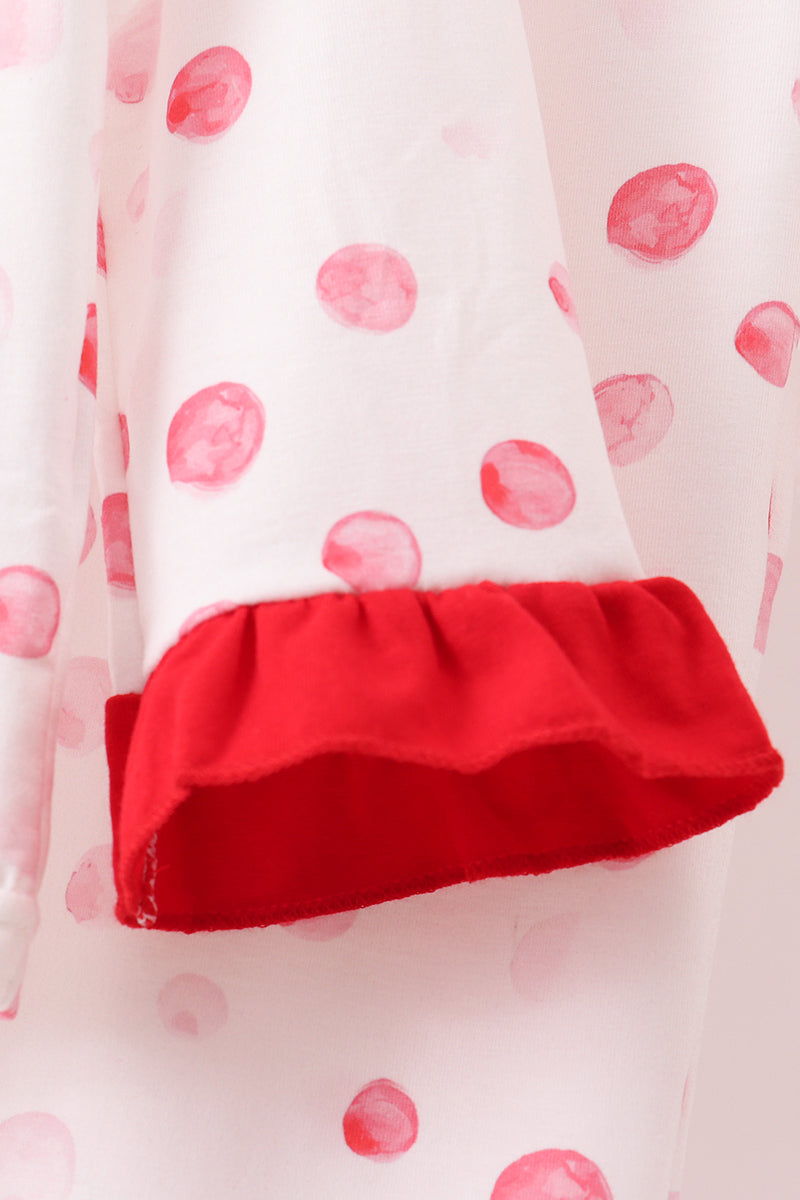 Red polka dot character applique pants set