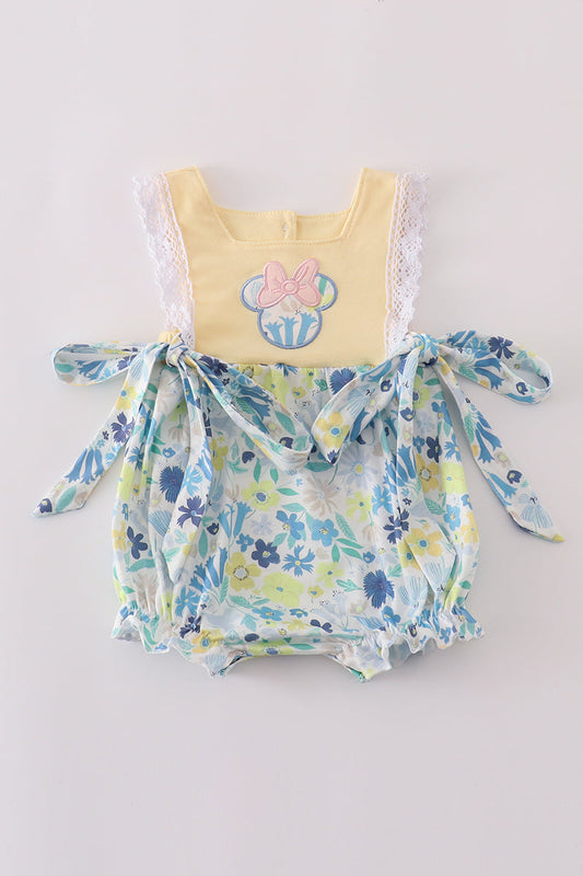 Yellow floral character applique bubble