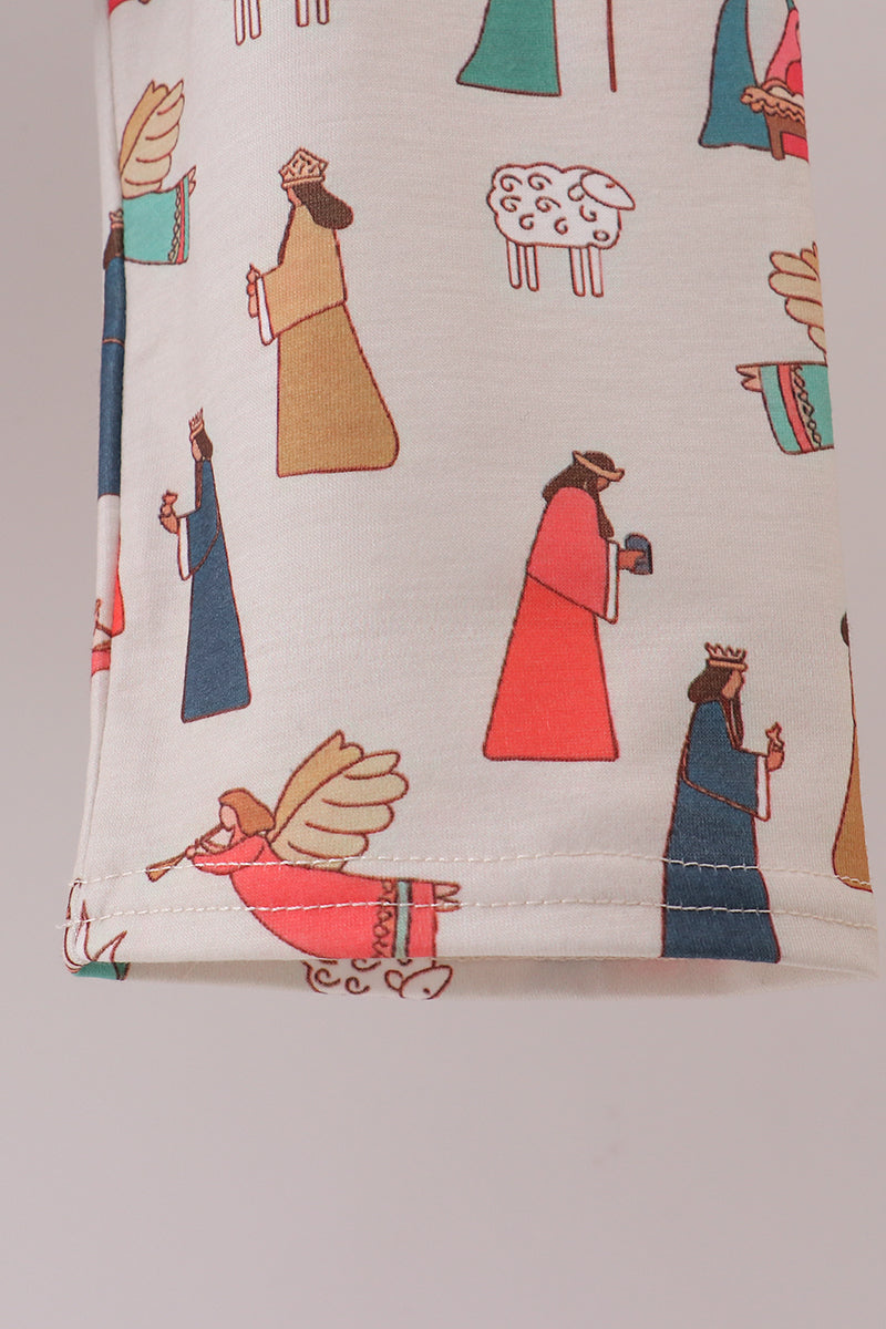 Navy nativity french knot pants set