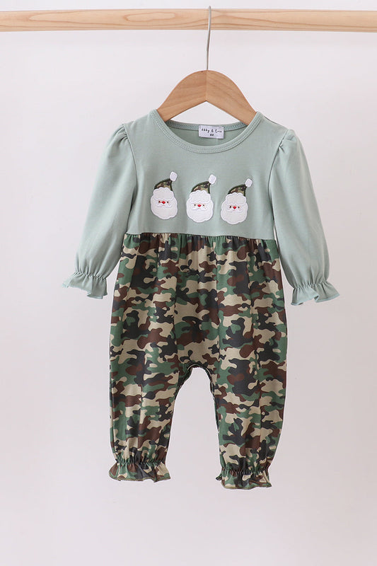 Camouflage santa claus applique ruffle romper