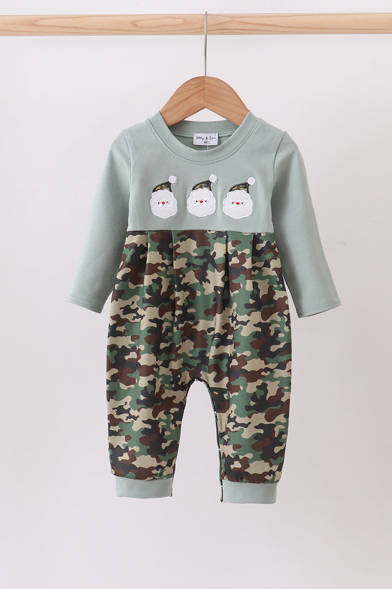 Camouflage santa claus applique romper