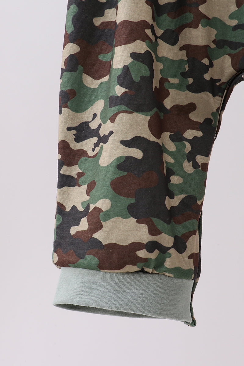Camouflage santa claus applique romper