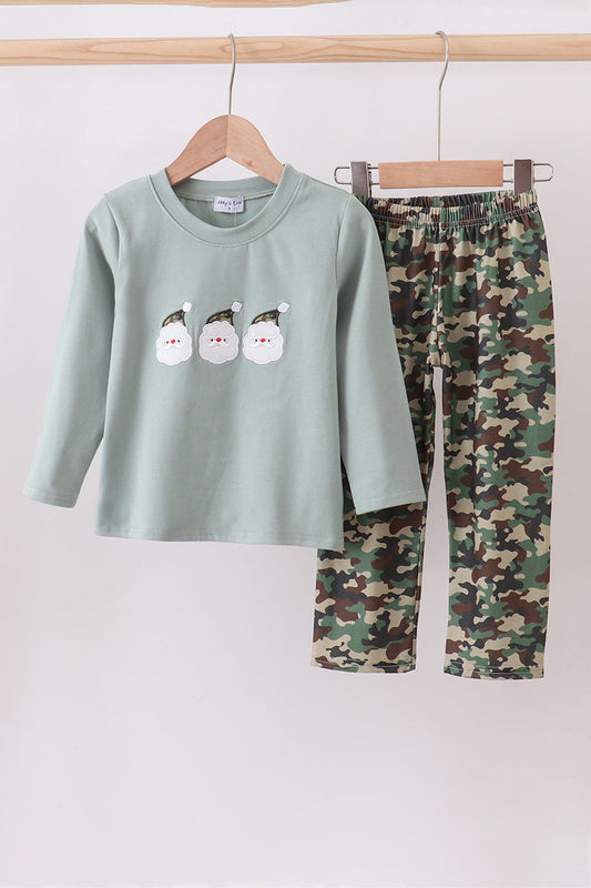 Camouflage santa claus applique pants set