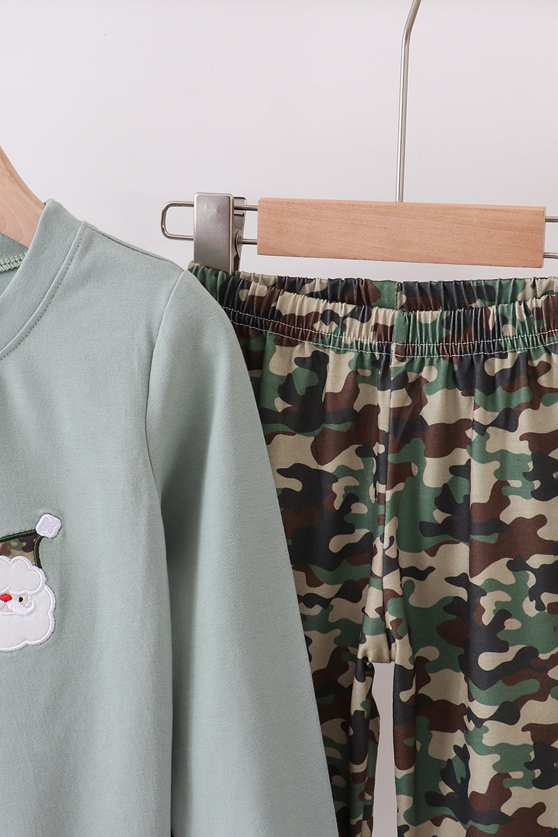 Camouflage santa claus applique pants set
