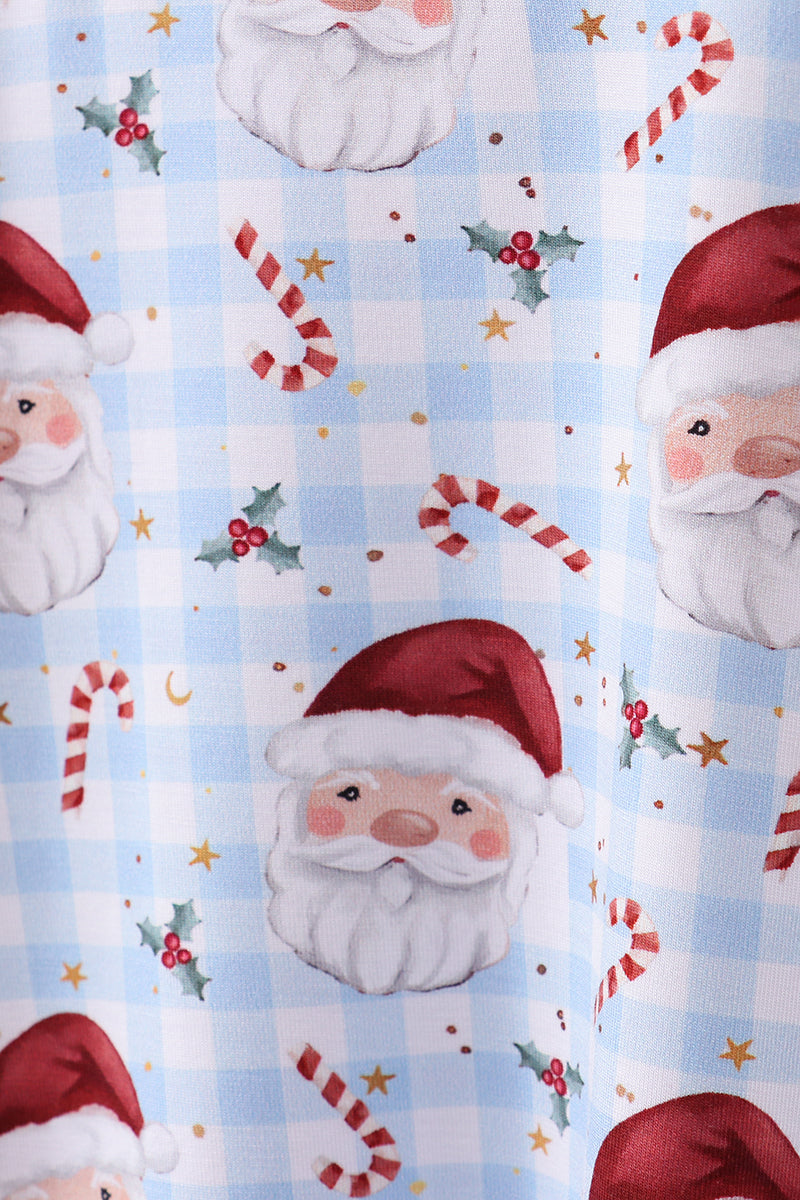 Blue santa claus bamboo pajamas set