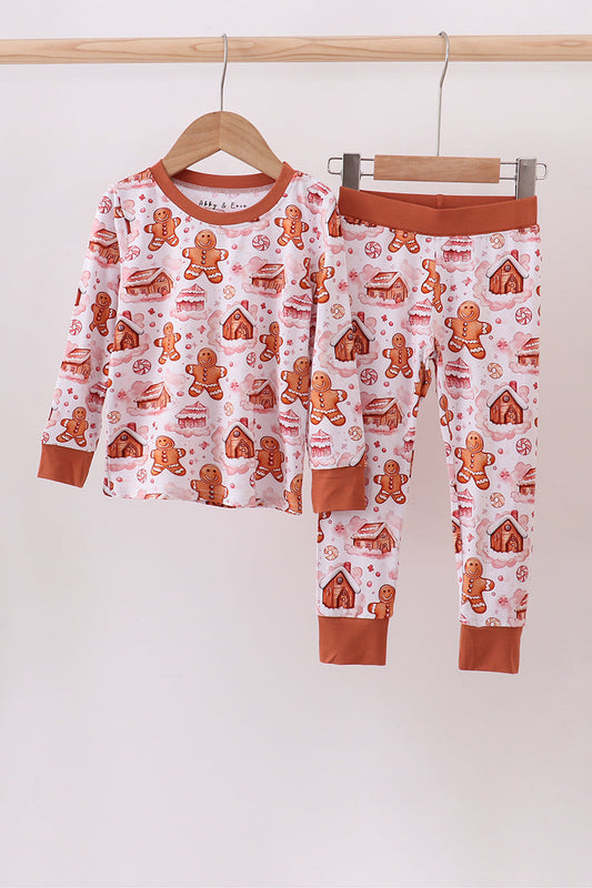 Brown gingerbread house bamboo pajmas romper