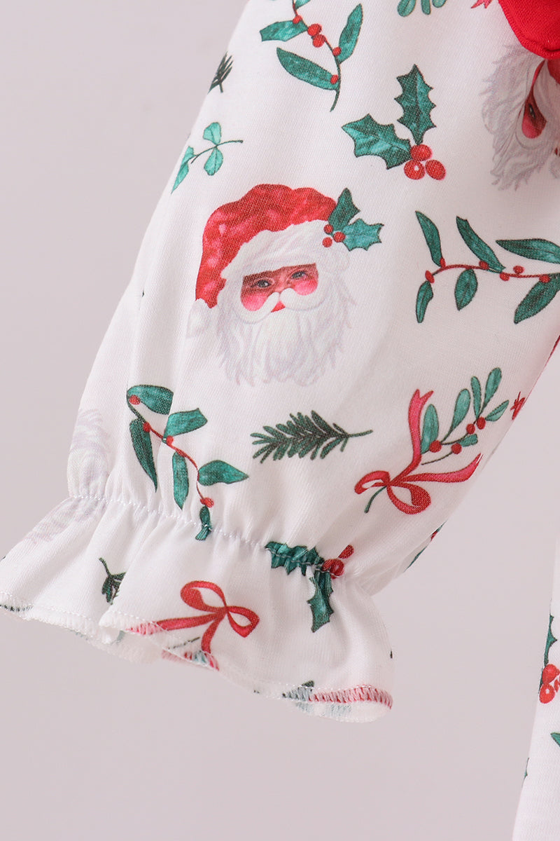 Red santa claus embroidery ruffle bloomer set