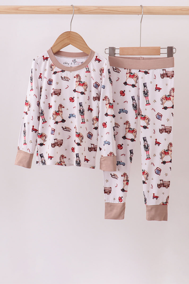Brown nutcracker bamboo pajamas set