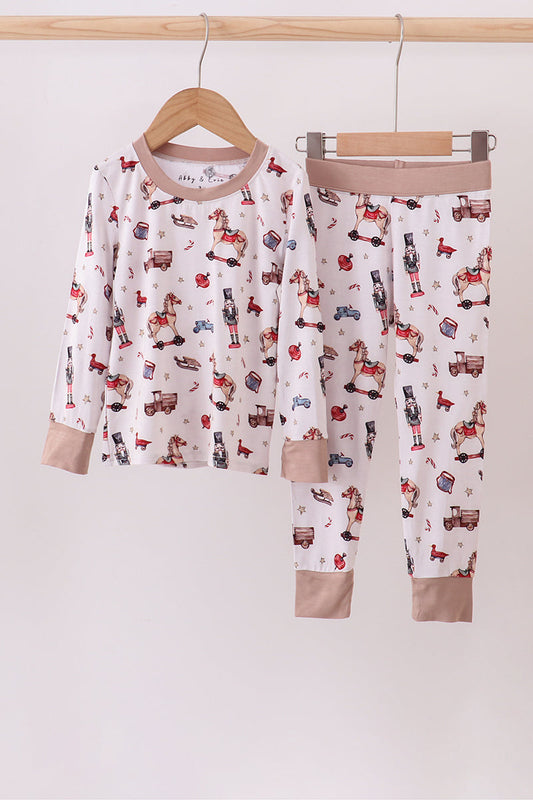 Brown nutcracker bamboo pajamas set